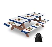 CNTDBU West Virginia Flag Picnic Table Cover 72in-Waterproof Bench Covers Set for Camping, Elastic Edge Tablecloth for Outdoor BBQ