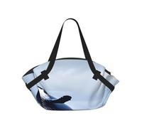CNTDBU Whales at sea 2-in-1 Picnic Blanket Bag-Foldable Waterproof Round Mat for Beach Park, Portable Camping Tote with Storage Pockets for Outdoor Adventures