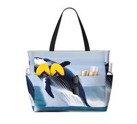 CNTDBU Whales at sea Large Capacity Beach Travel Bag-Waterproof Weekender Duffle with 7 Pockets, Oversized Tote for Gym Camping, Lightweight Foldable