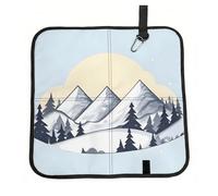 CNTDBU White Snowy Mountains Foldable Camping Cushion-Waterproof Portable Seat Pad for Stadium Bleachers, Lightweight Outdoor Foam Mat with Carabiner for Hiking