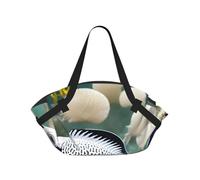 CNTDBU White Tropical Fish 2-in-1 Picnic Blanket Bag-Foldable Waterproof Round Mat for Beach Park, Portable Camping Tote with Storage Pockets for Outdoor Adventures
