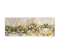 CNTDBU Wildflower Vintage Pattern Extra Large Desk Mat 11.8x31.5-Non Slip Gaming Mouse Pad with Stitched Edge, Waterproof Keyboard Pad for Office