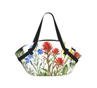 CNTDBU Wildflower World 2-in-1 Picnic Blanket Bag-Foldable Waterproof Round Mat for Beach Park, Portable Camping Tote with Storage Pockets for Outdoor Adventures