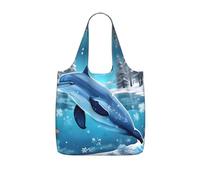 CNTDBU winter the dolphin Packaway Shopping Tote-Lightweight Reusable Foldable Bag for Groceries, 25L Travel Rucksack with Drawstring for Work Gym