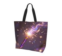 CNTDBU Wizard Wand Sparkle Large Shoulder Tote Bag for Women-Lightweight Waterproof Shopping Bag, Reusable Grocery Tote with Inner Pocket for Work Travel