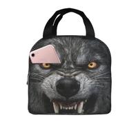 CNTDBU Wolf Fury Insulated Lunch Bag-Thermal Cooler Tote with Foil Lining, Waterproof Lunch Box for Work