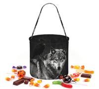 CNTDBU Wolf Raven Pair Halloween Storage Bag-Round Handbag for Party | Twill fabric Lightweight Reusable Holds favors essentials For party use
