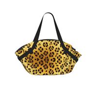 CNTDBU Yello Leopard print 2-in-1 Picnic Blanket Bag-Foldable Waterproof Round Mat for Beach Park, Portable Camping Tote with Storage Pockets for Outdoor Adventures