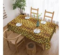 CNTDBU Yello Leopard print Scalloped Edge Tablecloth 54x72-Waterproof Stain Resistant Wrinkle Free Cover, Square Table Cloth for Dining Party