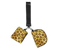 CNTDBU Yello Leopard Print Wristlet Keychain Wallet For Women-Small Wrist Bag For Keys Cards, 2 Pack Zip Pouch For Running Gym Travel, Outdoor Sports