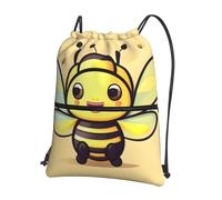CNTDBU Yellow bee Drawstring Backpack with Zip-Waterproof Lightweight Daypack for Gym Sports, Adjustable Cinch Bag for Travel Hiking