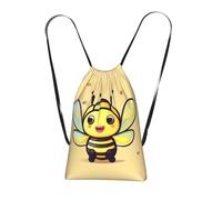 CNTDBU Yellow bee Foldable Drawstring Rucksack-Lightweight Packable Reusable Shopping Bag for Travel, Compact Pocket Sling Backpack for Camping Gym