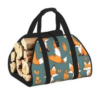 CNTDBU Yellow Fox Firewood Carrier Bag-Heavy Duty Canvas Log Tote, Waterproof Wood Hauler with Padded Handles