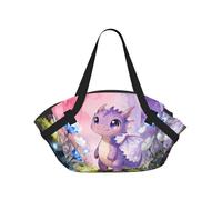CNTDBU Young dragon pattern 2-in-1 Picnic Blanket Bag-Foldable Waterproof Round Mat for Beach Park, Portable Camping Tote with Storage Pockets for Outdoor Adventures