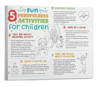 CNTUSRXT Mindset Exercises for Poster Childrens Mental Wellness Wall-Art Canvas Print Calming Activities for Home Decor(Unframed,12x18inch(30x45cm))