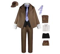 Cnulaueu Adult Bungo Stray Dogs Cosplay Costume Suit Anime Manga Halloween Outfit Dazai Osamu Uniform Coat (Edogawa Rampo, L)