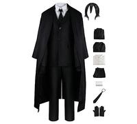 Cnulaueu Adult Bungo Stray Dogs Cosplay Costume Suit Anime Manga Halloween Outfit Dazai Osamu Uniform Coat (Dazai Osamu with Wig, M)