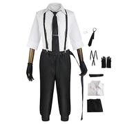 Cnulaueu Adult Bungo Stray Dogs Cosplay Costume Suit Anime Manga Halloween Outfit Dazai Osamu Uniform Coat (Nakajima Atsushi, XS)