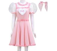 Cnulaueu Adult K12 Cosplay Costume Melanie Pink Dress with Flower Trim Suit Halloween Stage Outfit (Pink, S)