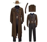 Cnulaueu Adult Vault 33 Cooper Howard Cosplay Costume The Ghoul Uniform Trench Coat Suit Fall Halloween Outfit (Brown, XXL)