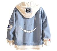 Cnulaueu Anime Shiota Nagisa Cosplay Costume Assassination Classroom Blue Denim Jacket Coat Halloween Outfits Sweater (Blue 4, Medium)