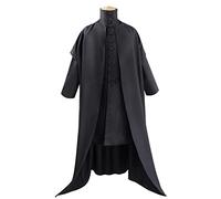 Cnulaueu Men's Professor Snape Cosplay Costume Black Wizard Coat Robe School Uniform Coat Suit Halloween Outfit (Black Suit, XL)