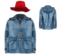Cnulaueu The Brown Bear Cosplay Costume Blue Hood Suede Jacket Horn Coat Bear Uniform Suit Halloween Outfits with Hat (Blue, XXL)