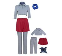 Cnulaueu Womens Exotic Cosplay Costume Grey Sweatshirt Pants Necktie Dailywear Casual Full Set Halloween Outfit (Grey, X-Small)