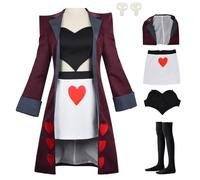 Cnulaueu Womens Hell Hotel Velvette Cosplay Costume Fashion Demon 3V Halloween Outfit Red Jacket Corset Top Gothic Suit (Red, XL)