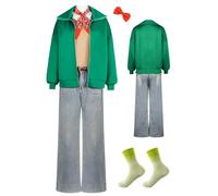 Cnulaueu Womens Little Witch Cosplay Costume Halloween Outfit Witch Green Jacket Denim Pants Dailywear Uniform Suit (Green, S)