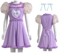 Cnulaueu Women's Melanie Cosplay Costume K12 Purple Dress with Flower Hem Suit Halloween Stage Outfit (Purple, XS)