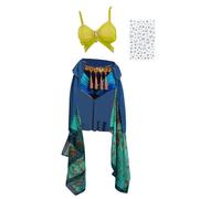 Cnulaueu Womens Spears Slave Cosplay Costume Singer Green Bra Skirt Stage Uniform Suit Halloween Pop Outfit Full Set (Green, 3X-Large)