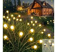 Cnulenzt Firefly Outdoor Light, 2 Pieces 8 LED Solar Garden Lights Outdoor IP65 Waterproof for Balcony, Garden, Patio, Walkway (Warm White)