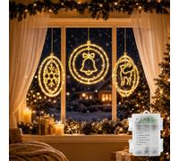 Cnuleznt Pack of 3 Fairy Lights Battery Christmas, Rotating Three-Dimensional Ring, Waterproof PVC Wire Winding, for Fairy Lights Indoor, Window, Christmas, Holiday Decoration (Warm White)