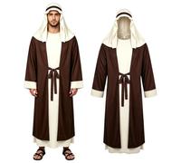 CNVAUIE Men's Saint Joseph Shepherd Costume Adul,Biblical Nativity Costumes | Biblical Shepherd Robe Costume Men Christmas Religious Outfit Halloween Easter