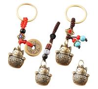 CNWEUFT 4 pcs Lucky Cat Brass Keychain Chinese Five Emperors Money Car Keychain Pendants Feng Shui Key Ring Bring Wealth Fortune Chinese Style Good Luck Charms