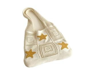 CNWEUFT Crochet Tote Bag With Hollow Out Design Ocean Patterns For Beach Trips Daily Errands Summer Travel
