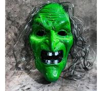 CNWEUFT Scary Realistic Plastic Old Witch Mask With Hat Gray Hair Horror Prop For Halloween Cosplay Haunted House Parties