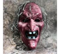 CNWEUFT Scary Realistic Plastic Old Witch Mask With Hat Gray Hair Horror Prop For Halloween Cosplay Haunted House Parties