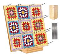 Cnwinu 13Inches Crochet Blocking Board,Granny Square Blocking Board with 20Pins,Crochet Accessories Gifts for Crocheters,Wooden Blocking Mats for Knitting Granny Squares,Lace,Hats