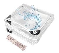 Cnwinu 2x3m Clear Tarpaulin Waterproof Heavy Duty,450g/m² Clear Waterproof Tarpaulin with Eyelets,0.35mm Windproof Tear Resistant PVC Tarp with Ropes for Garden Gazebo Balcony Greenhouse Chicken Coop