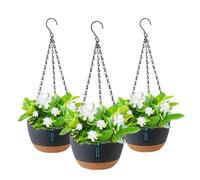 Cnwinu 3 Pack Hanging Plant Pot,Hanging Planter with Drainage Holes and Metal Chains,Plant Hanger Indoor for Plants Flowers,Indoor Outdoor Garden House Decor(3 Pieces Dark Grey)