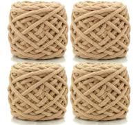 Cnwinu 4 Pack Chunky Yarn,Chunky Wool for Knitting 100g Balls,Multi-Colored Soft Chenille Yarn,Knitting Wool for Knitting&Crocheting Blanket,Cushion,Pet Beds,Bags,Hats,Scarves (Khaki)