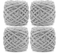 Cnwinu 4 Pack Chunky Yarn,Chunky Wool for Knitting 100g Balls,Multi-Colored Soft Chenille Yarn,Knitting Wool for Knitting&Crocheting Blanket,Cushion,Pet Beds,Bags,Hats,Scarves (Light Grey)