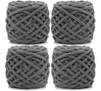 Cnwinu 4 Pack Chunky Yarn,Chunky Wool for Knitting 100g Balls,Multi-Colored Soft Chenille Yarn,Knitting Wool for Knitting&Crocheting Blanket,Cushion,Pet Beds,Bags,Hats,Scarves (Dark Grey)