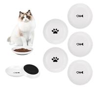 Cnwinu 5 Pcs Ceramic Cat Plates,Ceramic Cat bowl Set,Cat Food Bowl Shallow Cat Bowl with Non-Slip Silicone Bottom,Feeding Cat Bowls And Dog Bowls,Pet Supplies Plates Hold Food,Milk,Water