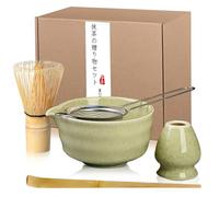 Cnwinu 5 Piece Ceremonial Matcha Set with Whisk Ceramic Matcha Bowls Matcha Whisk Holder Matcha Spoon and Matcha Sieve,Perfect Ted Matcha Whisk Set for Matcha Latte,Matcha Lover's Gifts