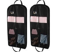 Cnwinu 60 Inches Suit Bag 2PCS Garment Bags,Suit Cover with Handle Hanging Pocket for Easy Wardrobe Storage,Outdoor Carrying,Dress Bag with 2 Large Pockets for Dresses,Shirts,Coats (Large Size)