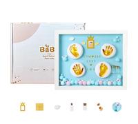 Cnwinu Baby Hand And Footprint Kit 33×28cm,Baby Photo Album,Baby Casting Kit With Clay,Newborn Baby Gifts,New Mum Gifts,Baby Shower Gifts,Baby Essentials For Newborn,Christening Gifts For Boys(Blue)