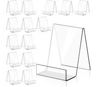 Cnwinu Clear Acrylic Book Holder,Acrylic Display Stand with Ledge,Plate Stand for Displaying Books,Picture Albums,Recipe,Card,Magazine,Notebooks,Crafts,Photos,Phones (15 Pcs,Small)